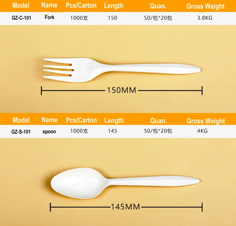 Biodegradable Cutlery 100% Compostable Utensils Disposable Bagasse Spoon Fork Knife